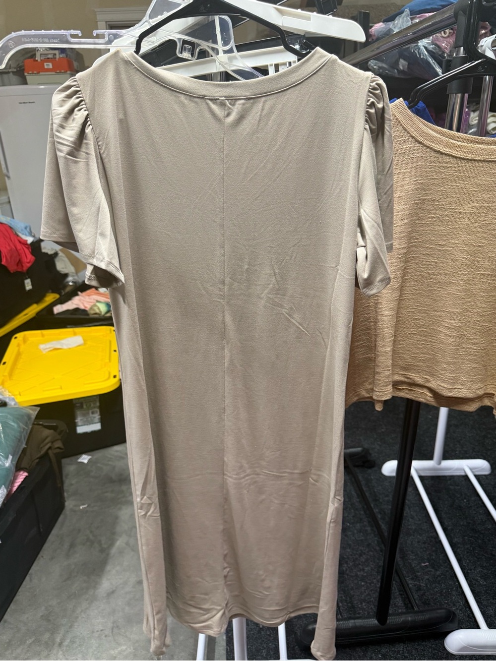 Zenana Taupe V-Neck Dress - Picture 2 of 3